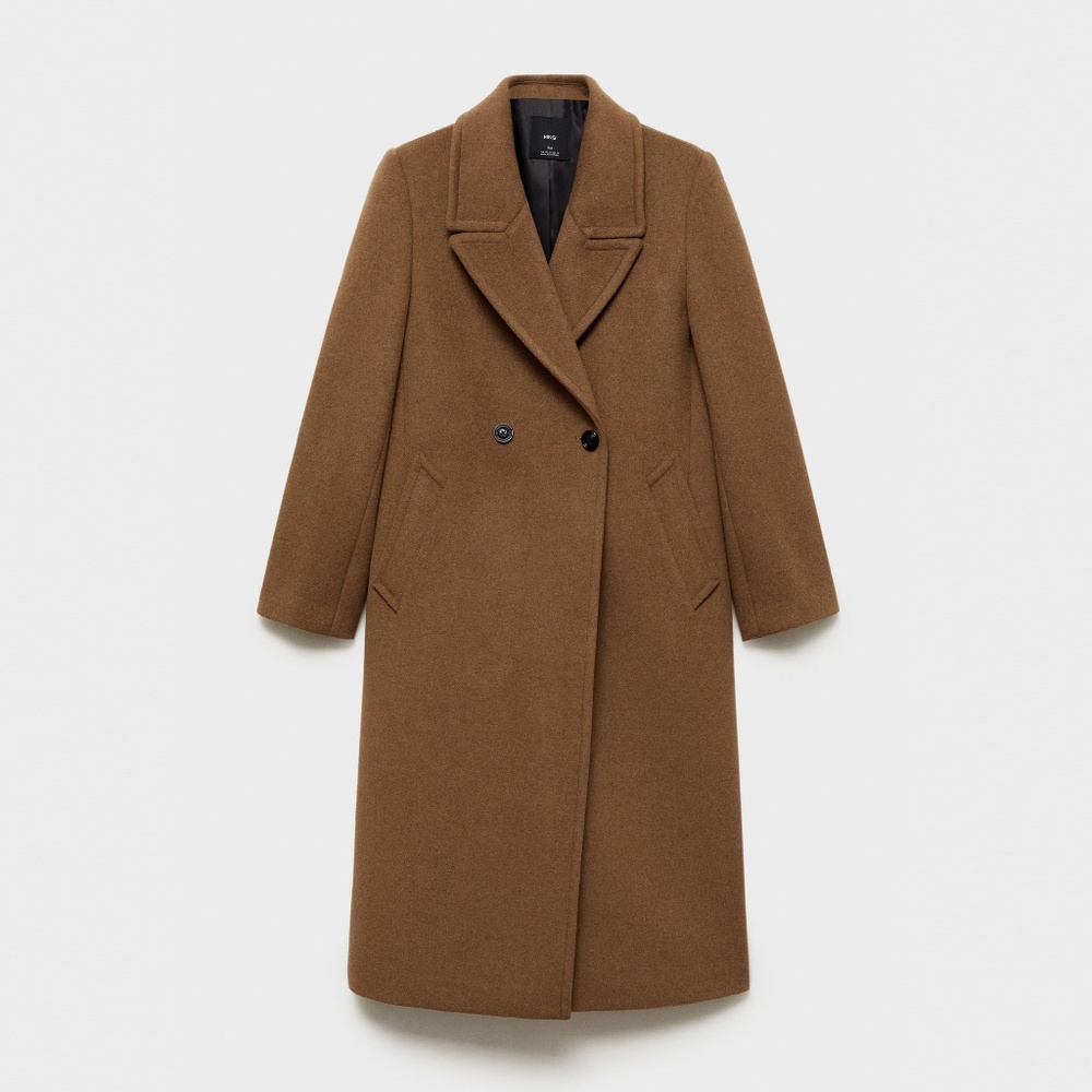 Mango NWOT Double-breasted wool coat in Ochre
